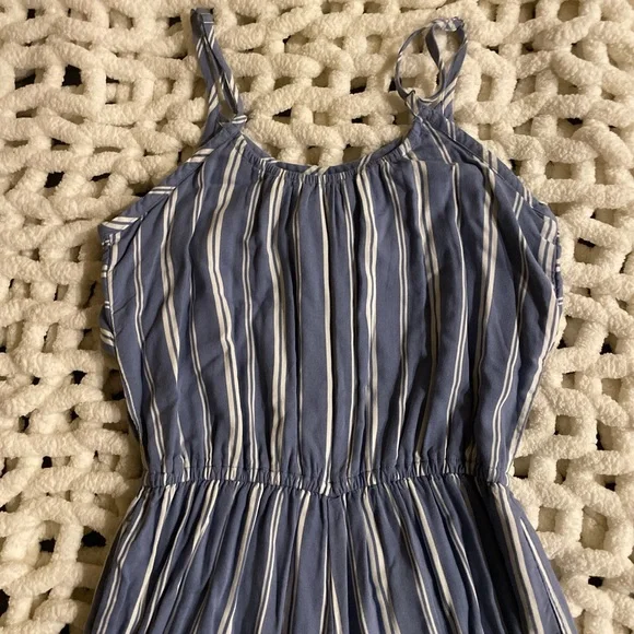Striped Blue and White Jumpsuit - Picture 2 of 3